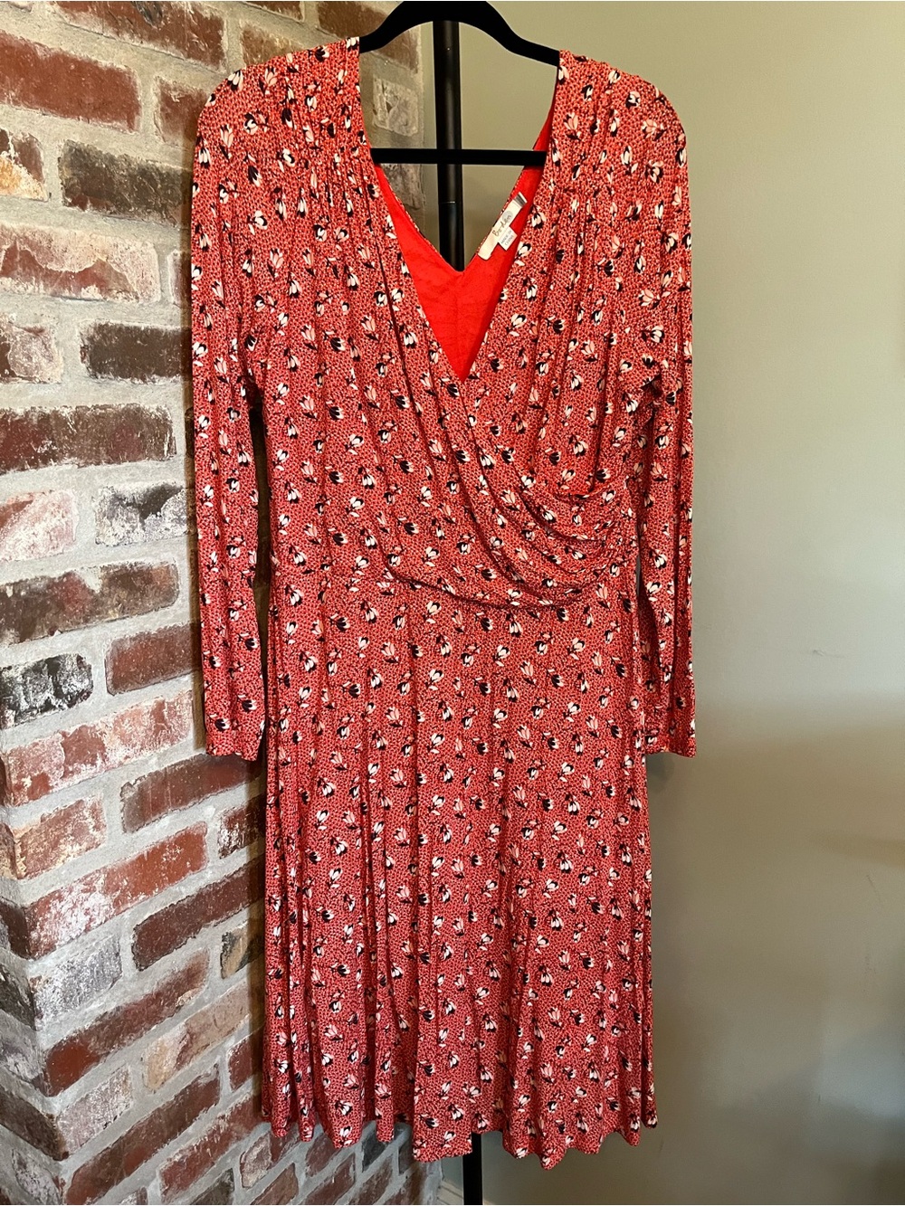Boden Red Georgia Floral Faux Wrap Jersey dress | size 12